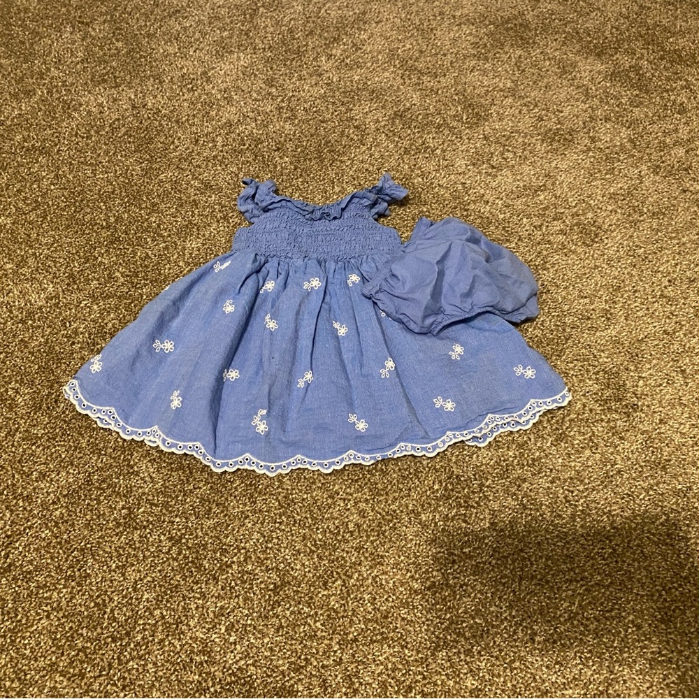 12m Cat & Jack Blue Chambray Eyelet Dress